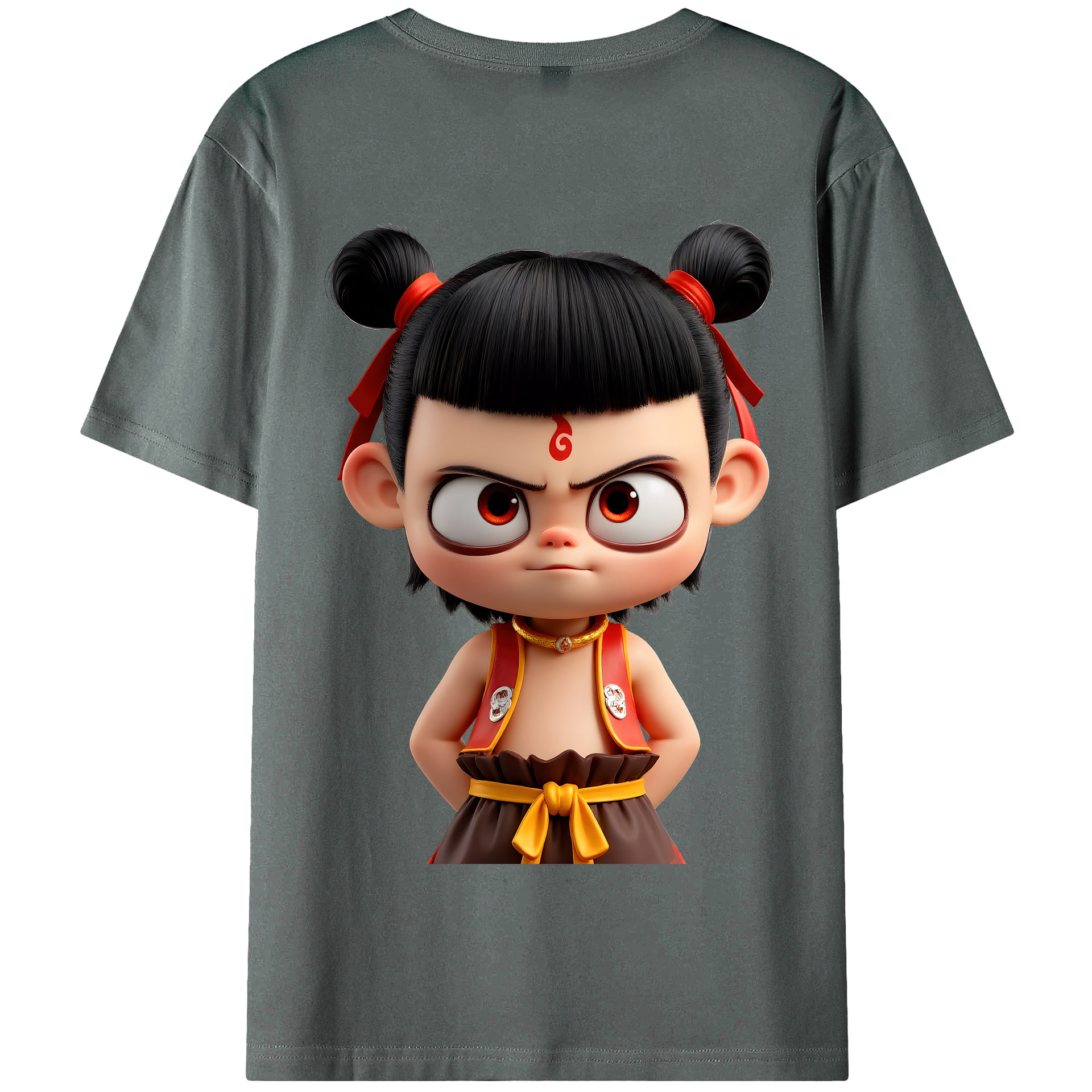 （画像用） Ne Zha 2 ナタ 魔童の大暴れ 綿100％半袖Tシャツ（背面プリント）